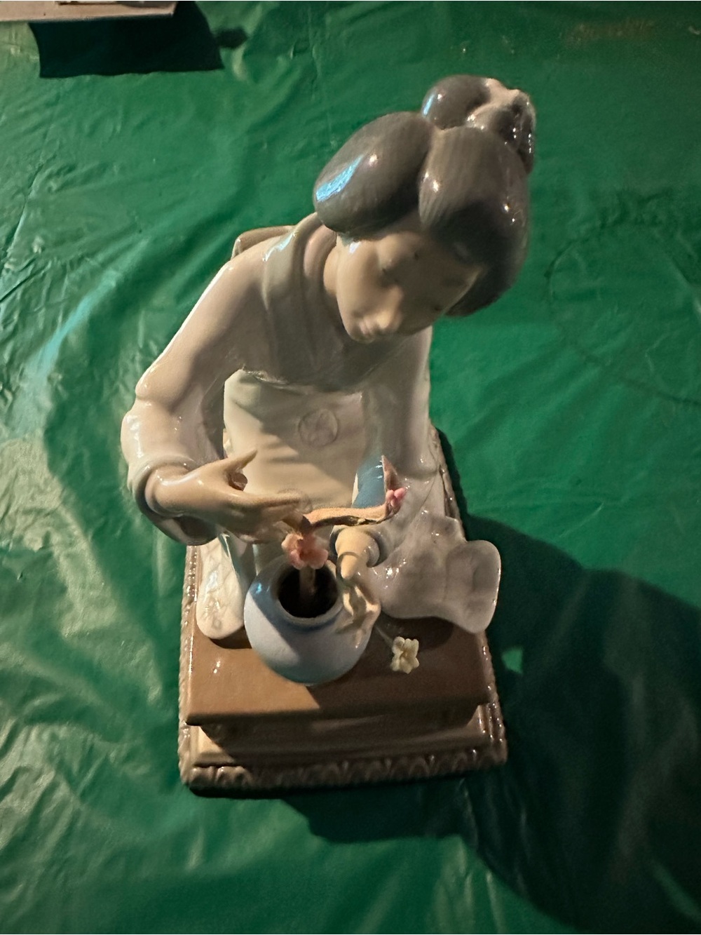 Lladro Porcelain Geisha Figurine w/ Cherry Blossom- Decorative Home Art